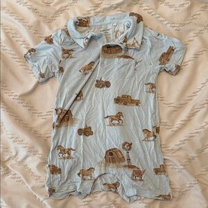 Western print baby boy romper
